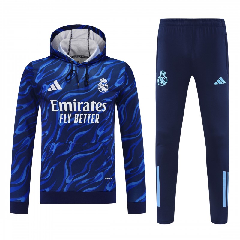 25/26 Real Madrid Blue Hoodie +Long Pants