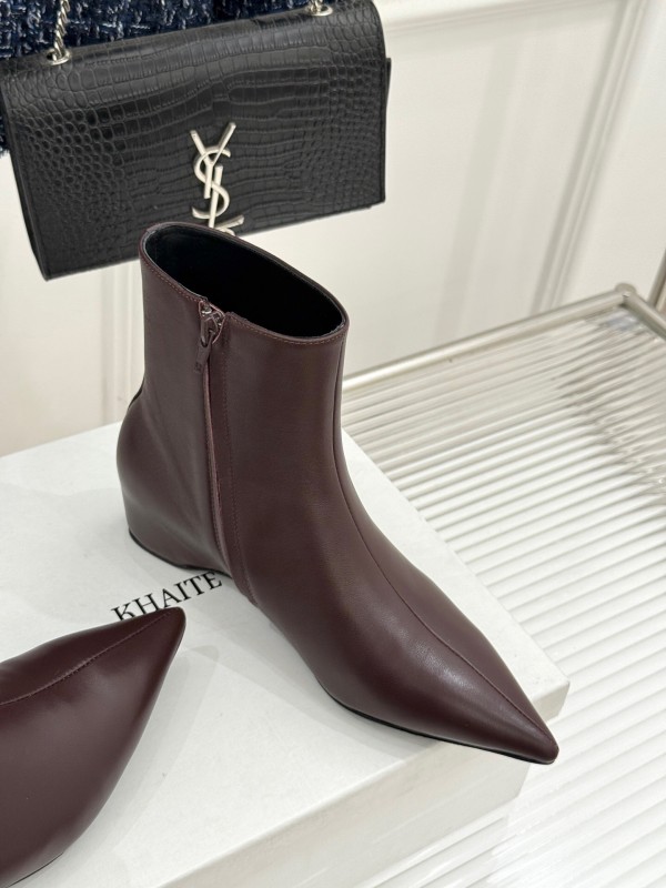 Khaite Retro Pointed Toe Ankle Boots with Height Increase - KFY00390