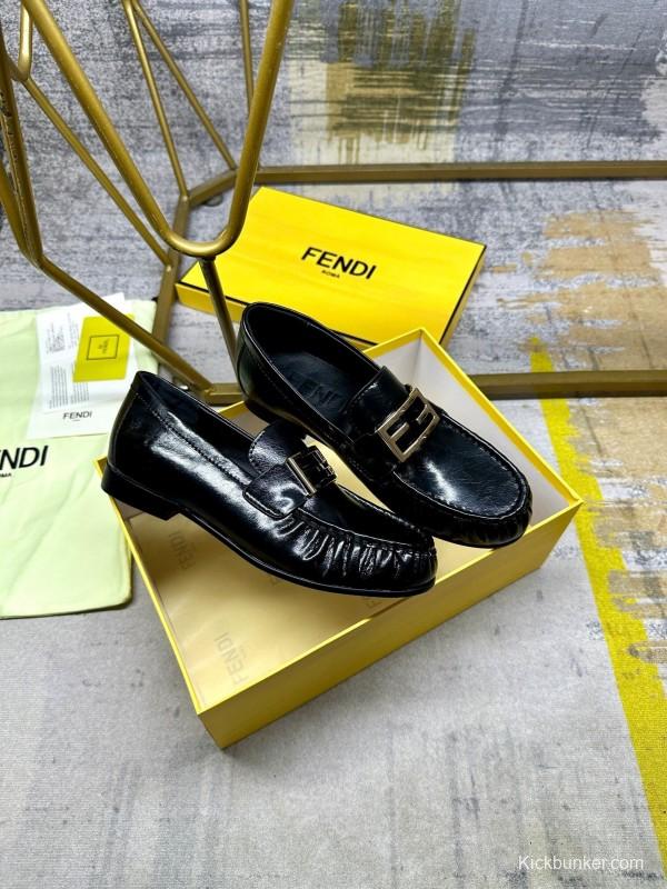 FENDI 2025/ss Loafers with FF Buckle and Soft Leather - LY00260