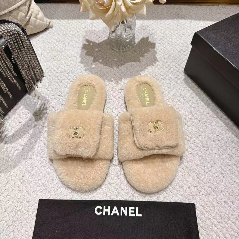Chanel 2025/SS Slingback Lock Buckle Butterfly Fur Slippers - LY00250