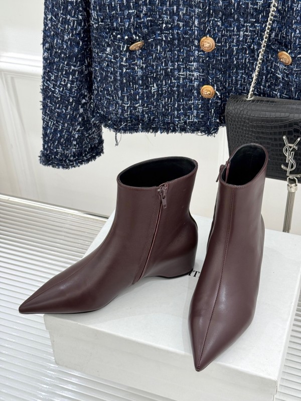 Khaite Retro Pointed Toe Ankle Boots with Height Increase - KFY00390