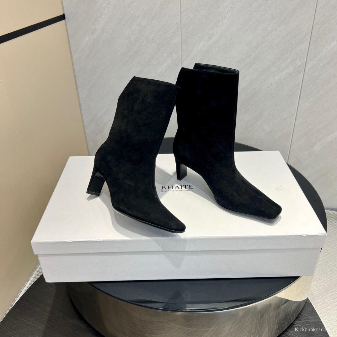 Khaite 2025 SS Collection Square Toe Slip-On Ankle Boots - KFY00390