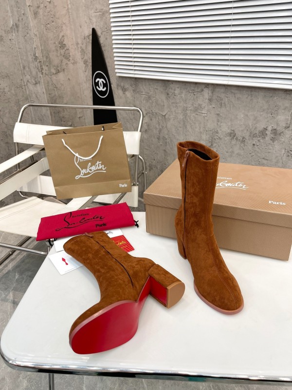 Christian Louboutin 2025/SS Chunky Heel Elastic Ankle Boots - LY00300