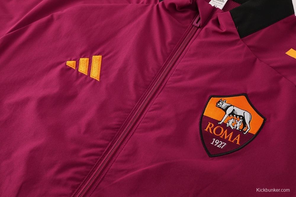 25/26 AS Roma Maroon S-3XL Half Zipper Jacket+Long Pants