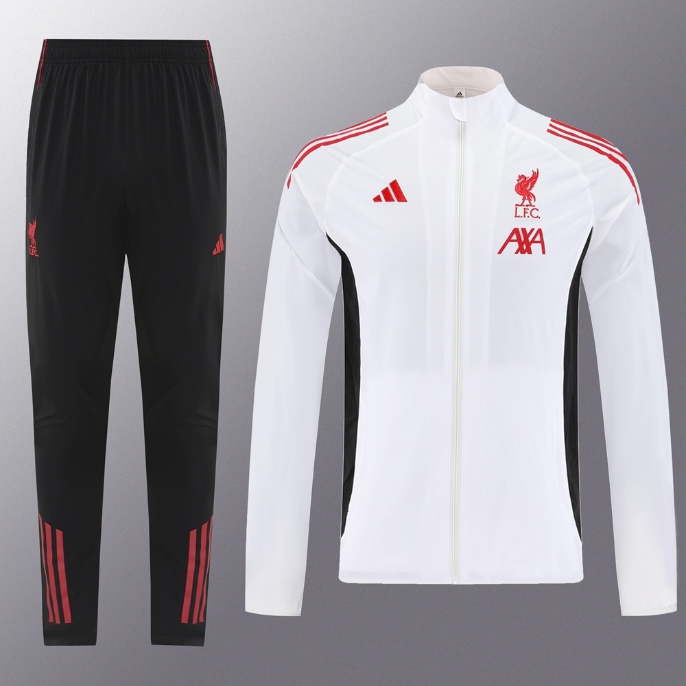 25/26 Liverpool White S-2XL Half Zipper Jacket+Long Pants