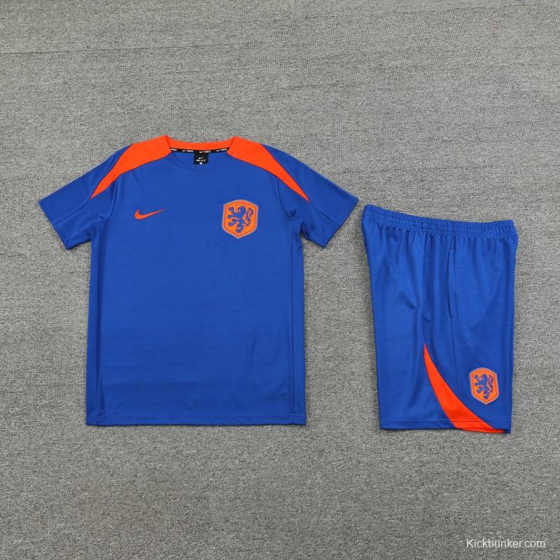 2025 Netherlands Blue Short Sleeve+Soccer Shorts