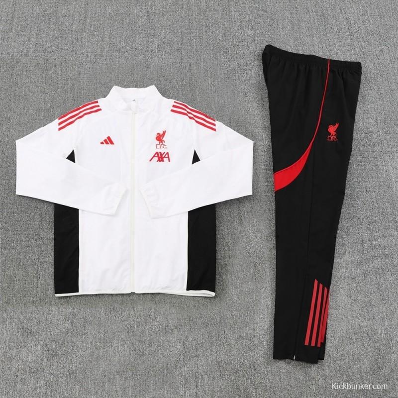 25/26 Liverpool White S-2XL Half Zipper Jacket+Long Pants
