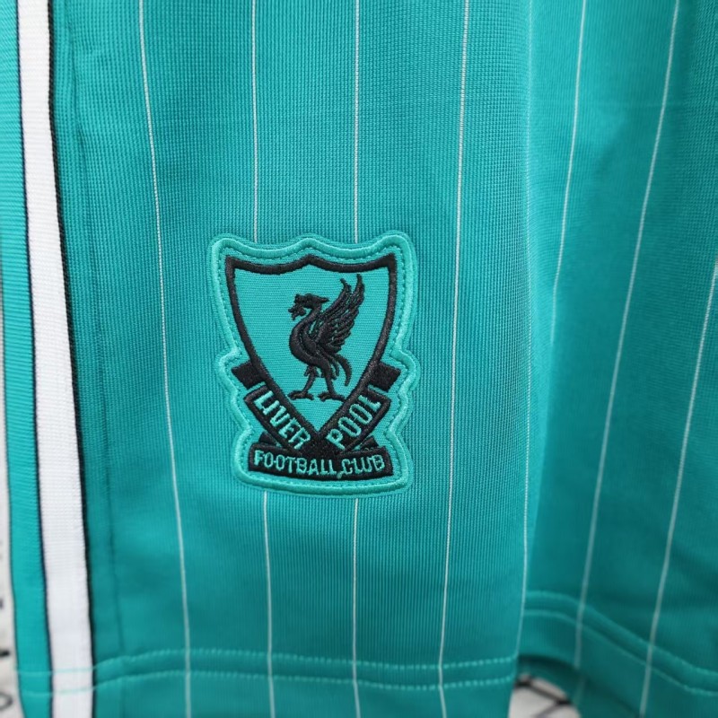 25/26 Liverpool Adidas Original Green with Teal Pinstripes Shorts
