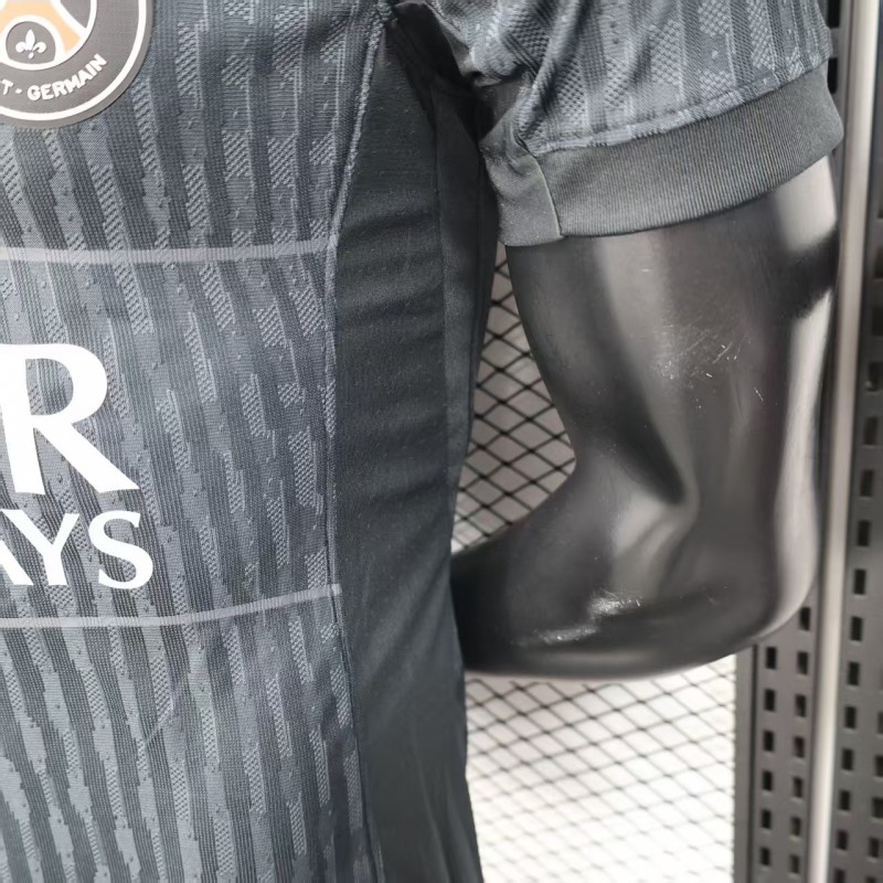 25/26 Player Version  Paris Saint-Germain Away Dark Grey with Vertical Stripe Pattern Jersey