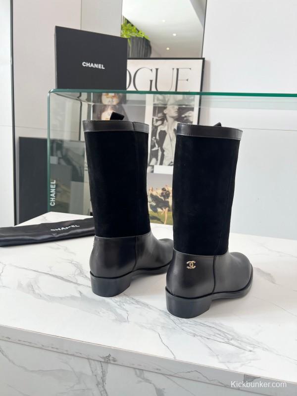 Adidas 2025 SS Suede Color-Block Slip-On Equestrian Boots Retro Western Cowboy Boots - LY00350