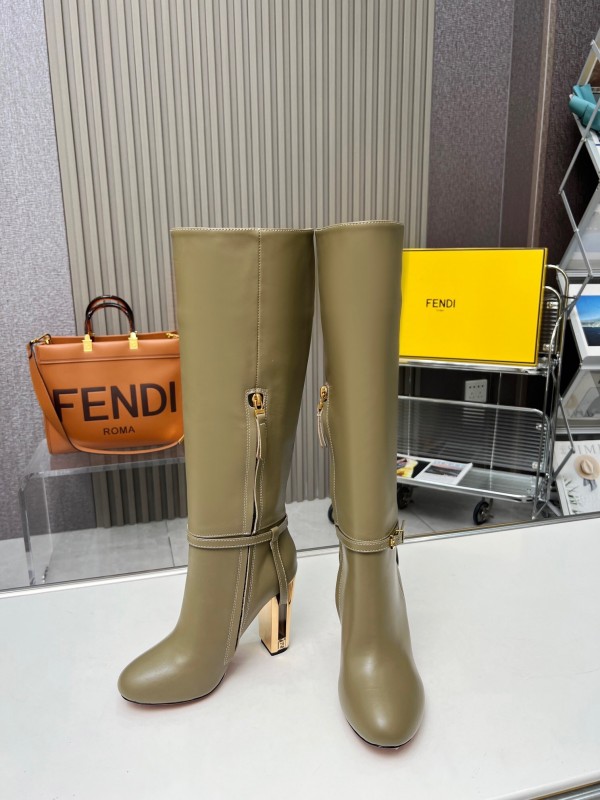 FENDI Delfina Round Toe Boots with FF Buckle - LY00520