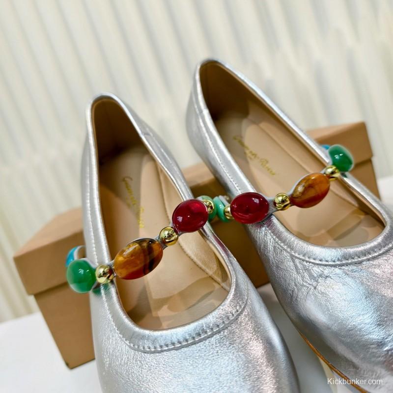 Gianvito Rossi Bohemian Style Turquoise Flat Ballet Shoes - LY00320