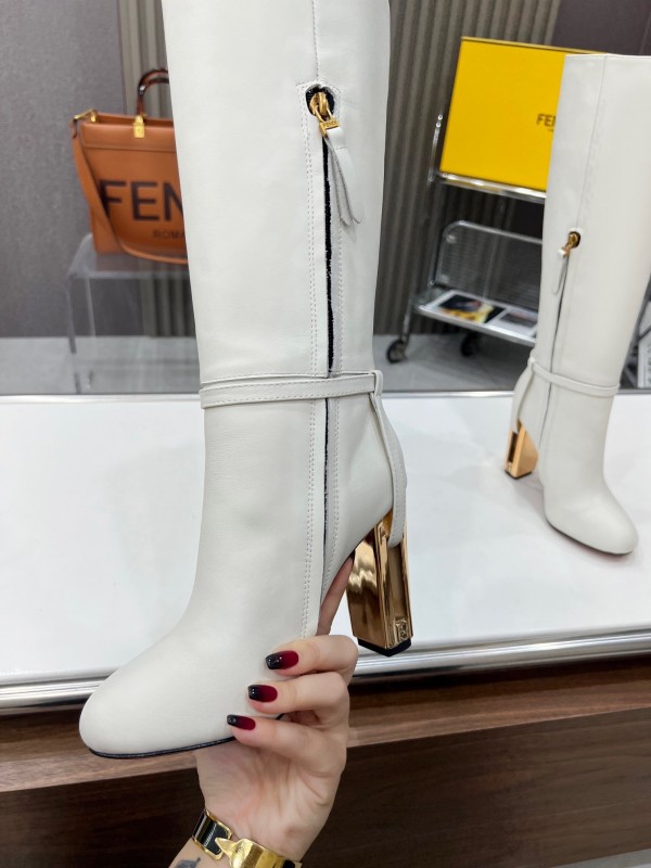 FENDI Delfina Round Toe Boots with FF Buckle - LY00520