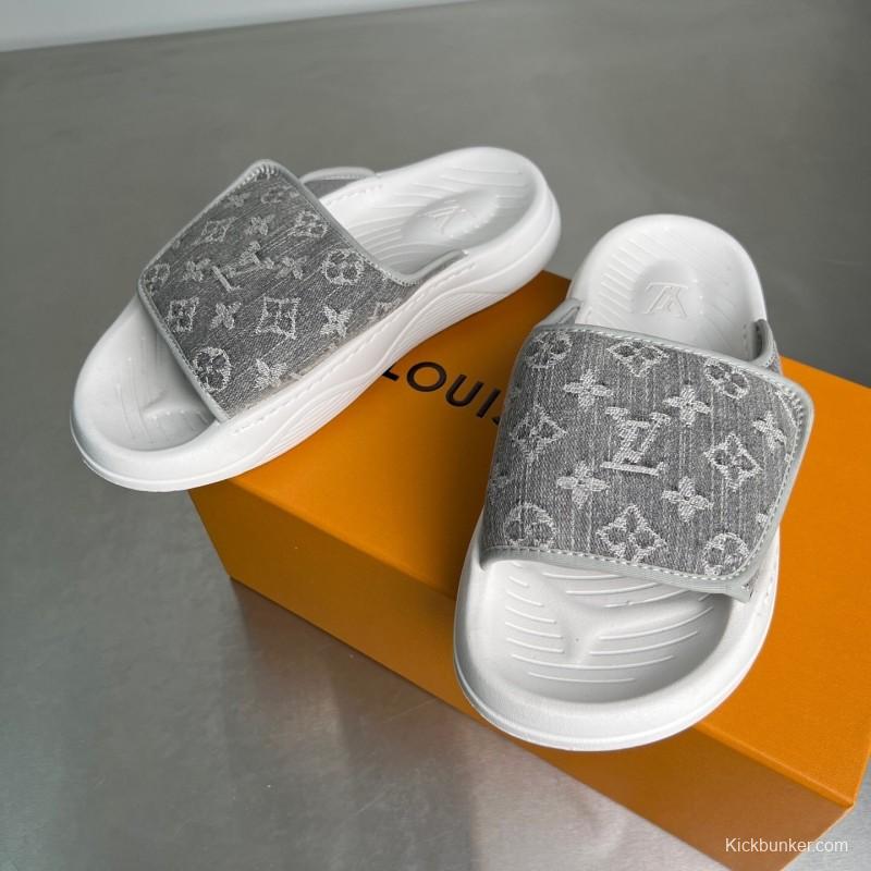 Louis Vuitton Miami Mule Slippers with Hook and Loop Fastener - YC