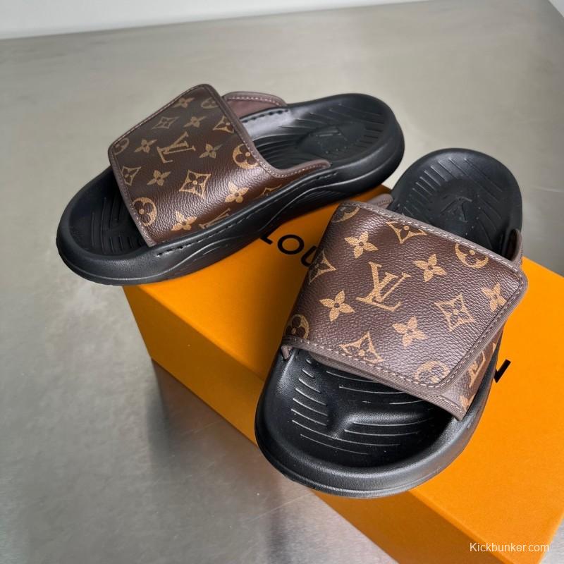 Louis Vuitton Miami Mule Slip-On Sandals with Velcro Strap - YC