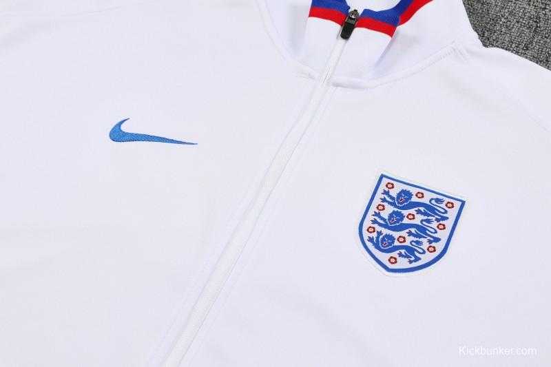2026 England White FULL Zipper Jacket Tracksuit +Long Pants