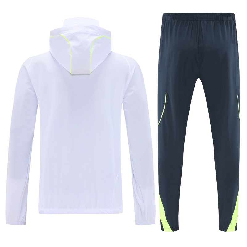 25/26 Real Madrid White Full zipper Jacket Tracksuit+ long pants