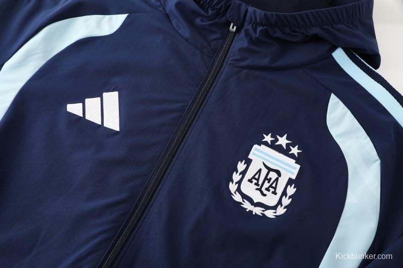 2026 Argentina Navy Blue Full Zipper Jacket + Long Pants