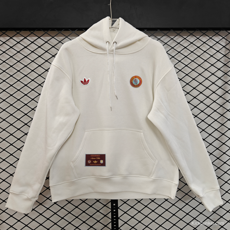 Player Version 2026  Aston Villa x Adidas Home Embroidered Fleece Hoodie 9 Colors
