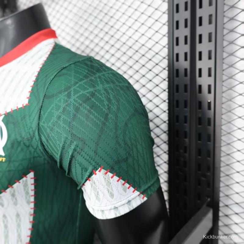 25/26 Player Version Marseille White and Green with Vertical Stripe and Dot Pattern Jersey