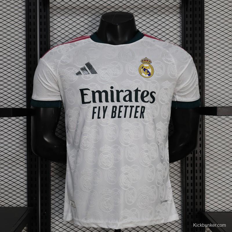 25/26 Player Version Real Madrid White with Subtle Crest Pattern Jersey
