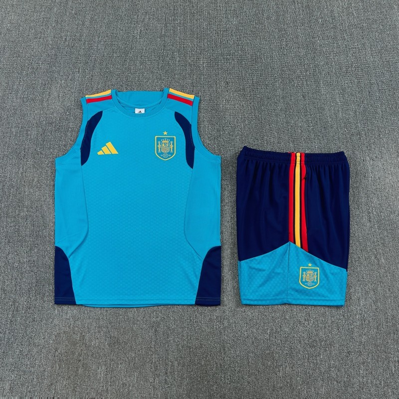 26/27 Spain Light Blue Sleeveless Training Vest +Soccer Shorts