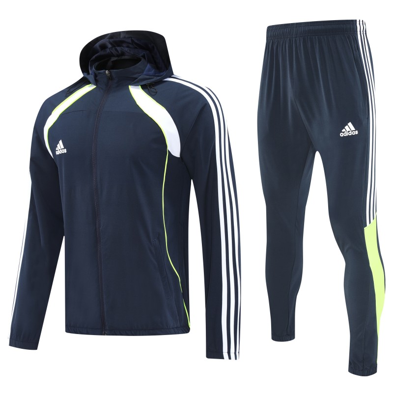 26/27 Adidas Navy Blue Full Zipper Hooded Jacket Tracksuit + Long Pants