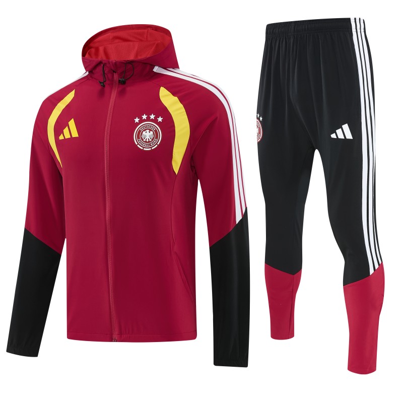 26/27 Germany Red Full Zipper Jacket Tracksuit + Long Pants