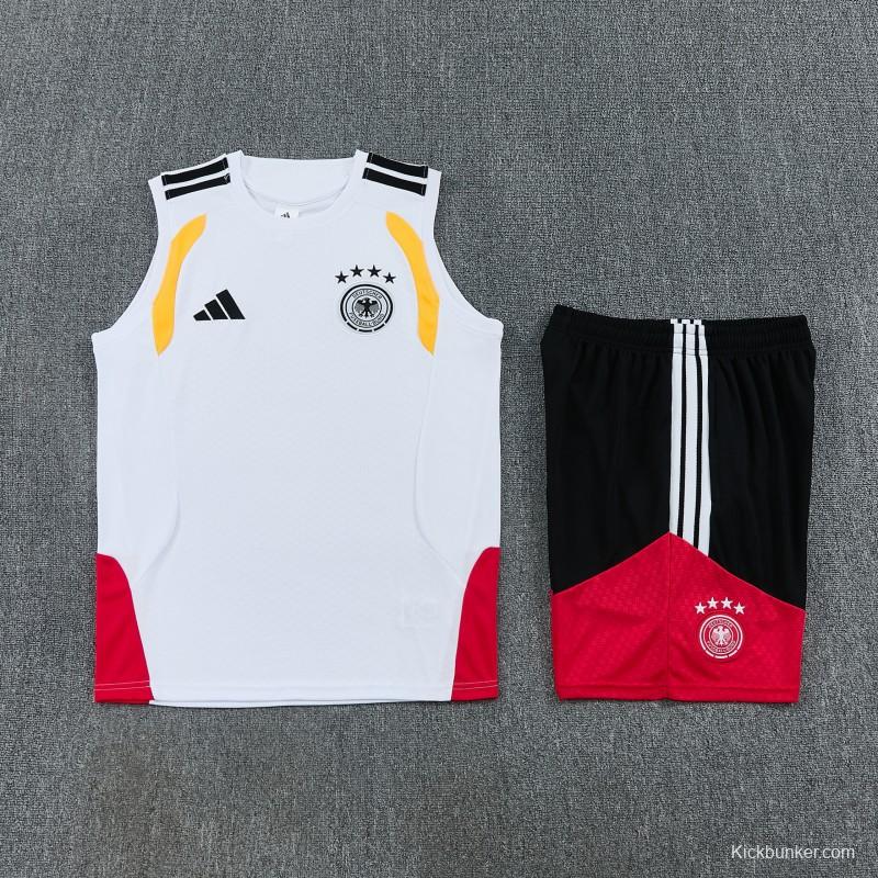 26/27 Germany White  Sleeveless Training Vest +Shorts Set