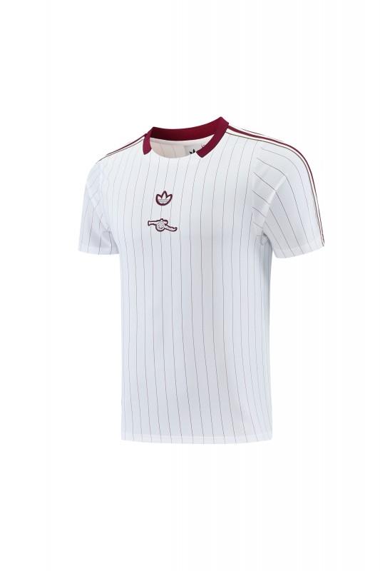 26/27 Arsenal  White Pinstripe Short Sleeve+Soccer Shorts