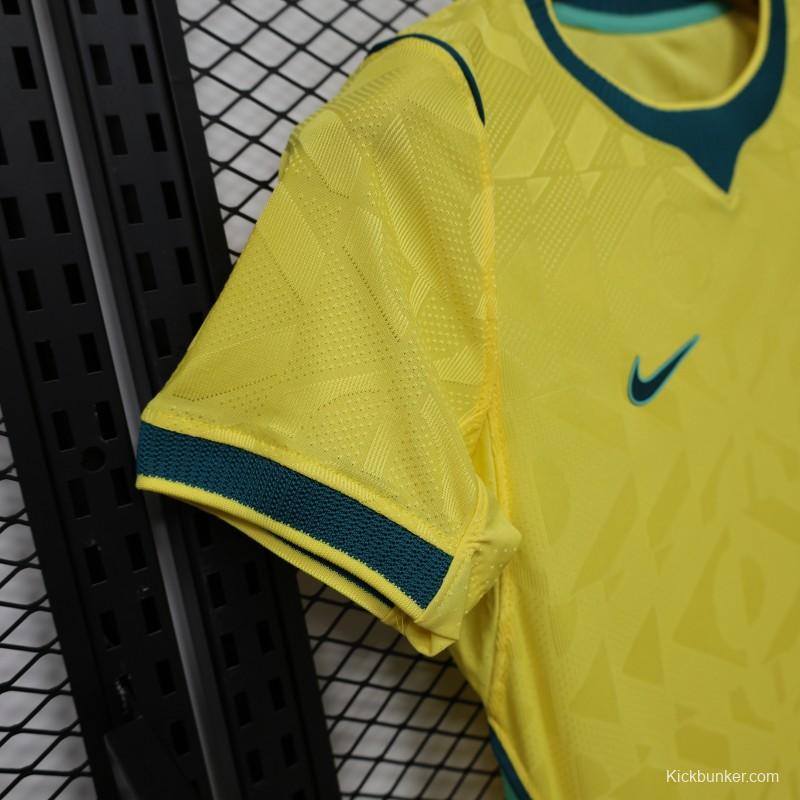 Player Version Women 2026  Brazil Yellow with Green Home Jersey