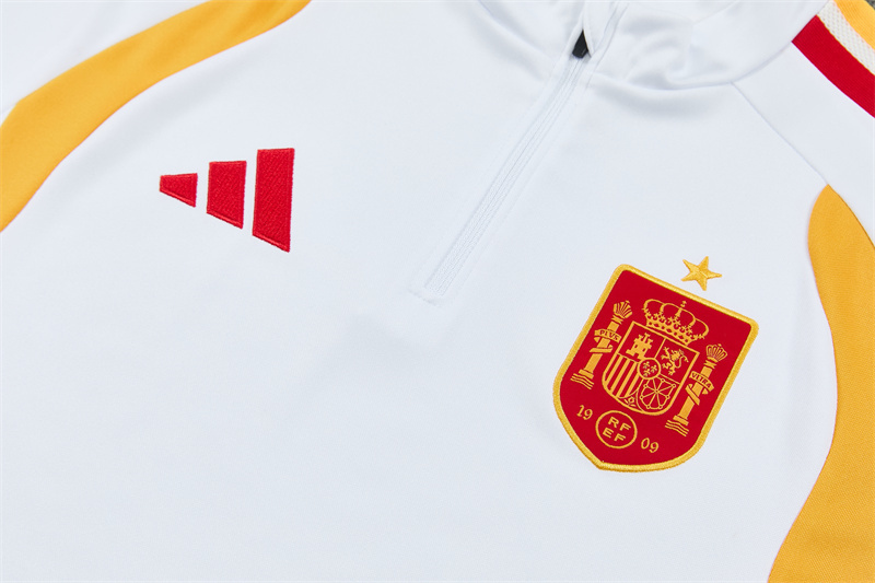26/27 Spain Away White Half Zipper Jacket Tracksuit + Long Pants