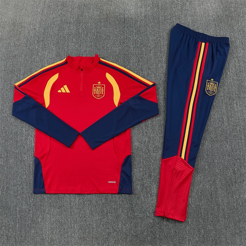 26/27 Spain Home Red Half Zipper Jacket Tracksuit + Long Pants