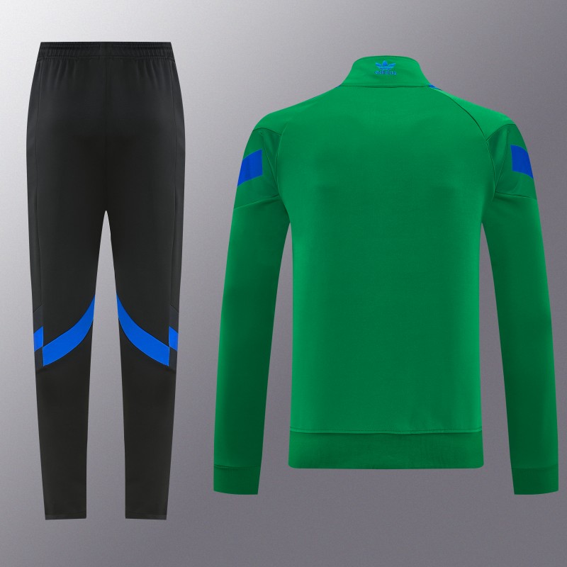 26/27 Adidas Originals Green  Full Zipper Jacket Tracksuit + Royal Blue  Long Pants