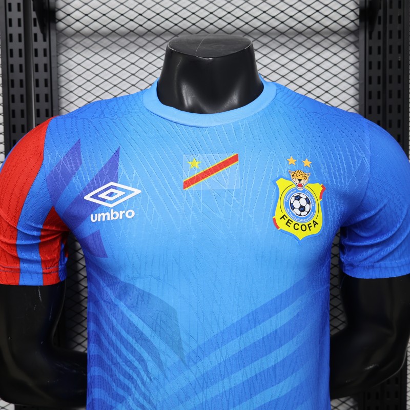 Player Version 26/27 DR Congo  Sky Blue & Red  Home Jersey