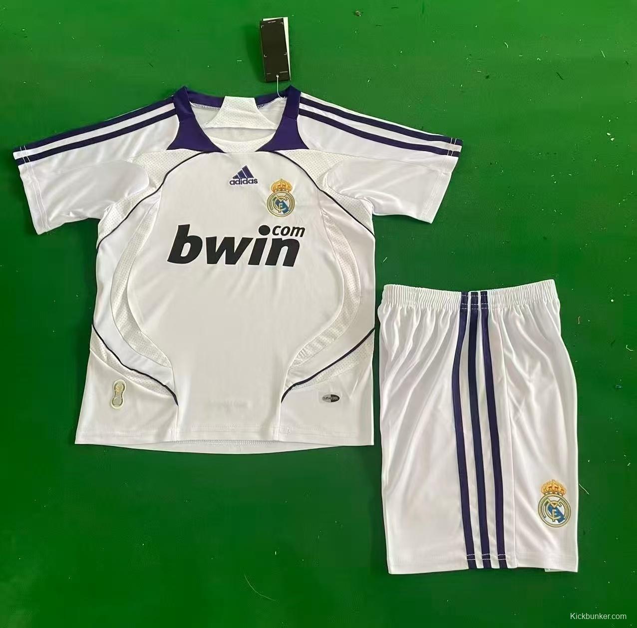 Retro 2007/08 Kids Real Madrid White & Purple Home Jersey