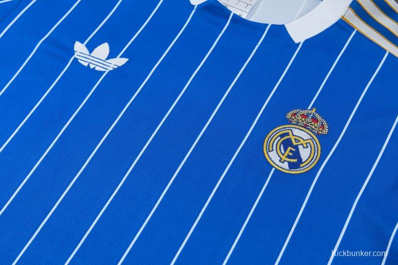 26/27 Real Madrid Blue Short Sleeve Tracksuit + Long Pants