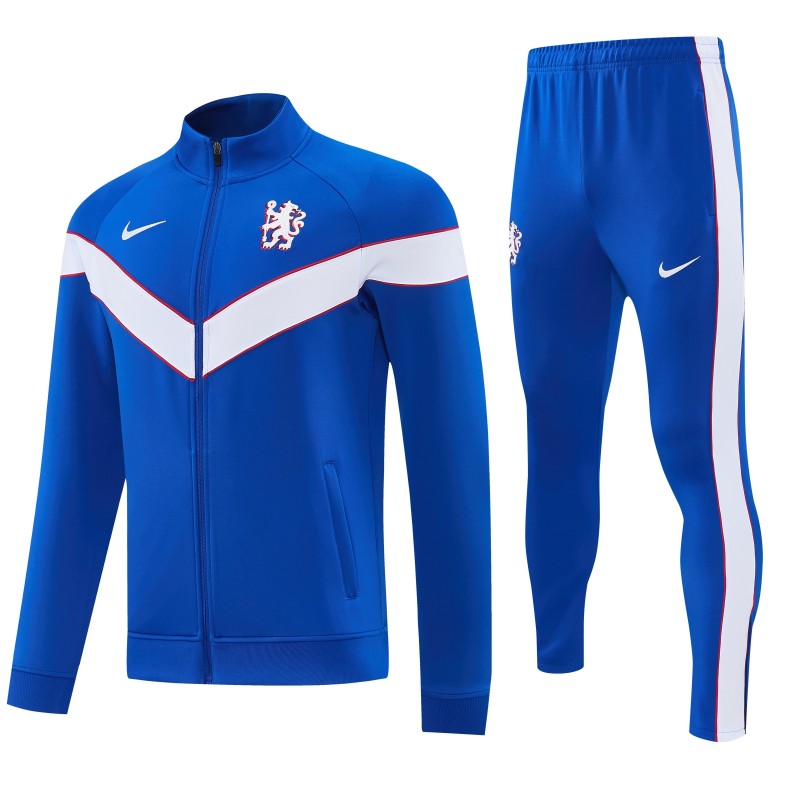 26/27 Chelsea  Blue&White Full Zipper Jacket Tracksuit + Long Pants