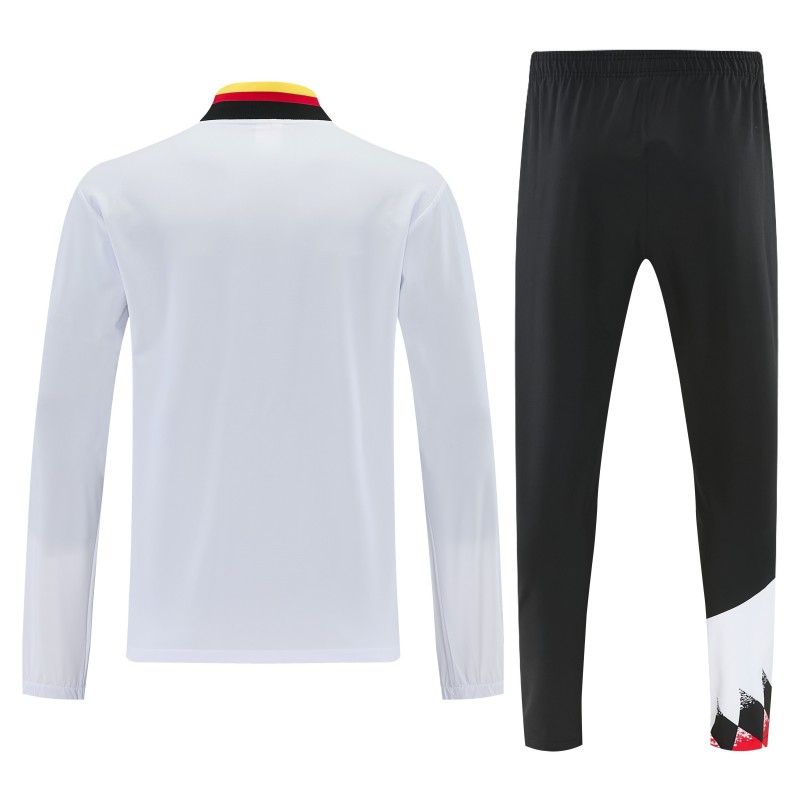 2026 Germany  White  Full Zipper Jacket Tracksuit + Black Long Pants
