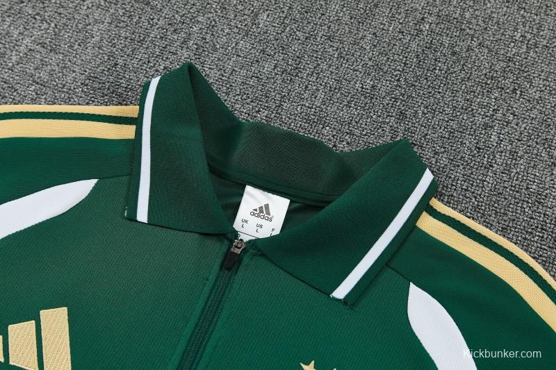 2026 Italy Green & White Half-Zip Polo Short Sleeve Tracksuit + Long Pants