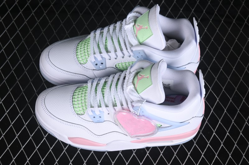 Nike Air Jordan 4 Retro Valentine's Day Edition Basketball Shoes with Macaron Color Accents - IB7068-100