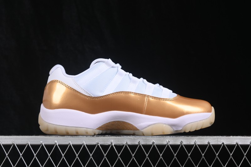 Nike Air Jordan 11 Low Retro Basketball Shoes with Metallic Gold Accents - AH7860-102