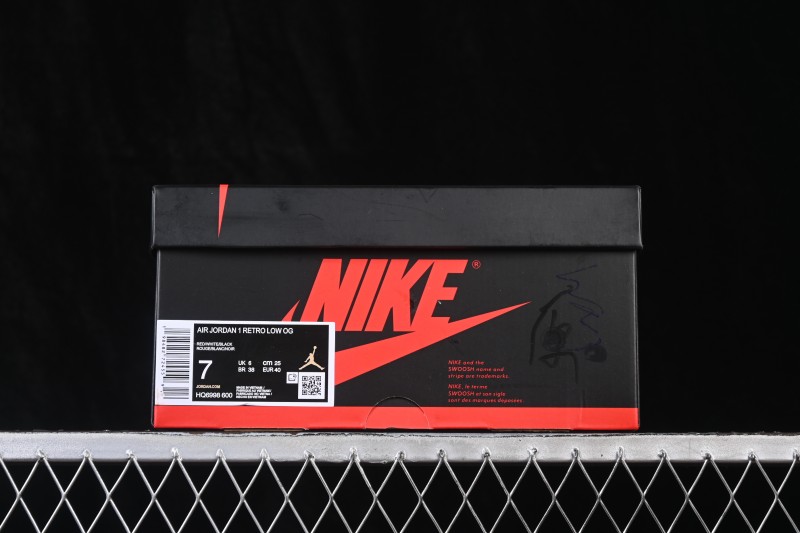 Nike Air Jordan 1 Low OG Retro Basketball Shoes with Classic White Red Black Colorway - HQ6998-600