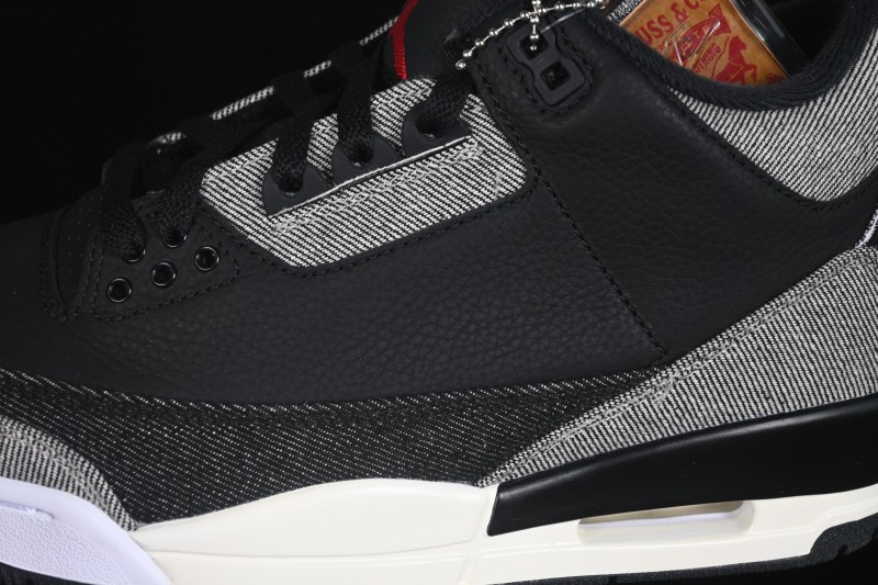 Levi's x Air Jordan 3 Retro 'Black Denim' Sneakers with Layered Washed Denim Upper - IR0914-400