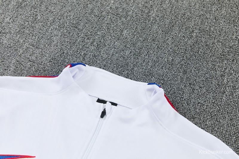 26/27 Chelsea  White & Blue Half Zipper Jacket Tracksuit + Long Pants