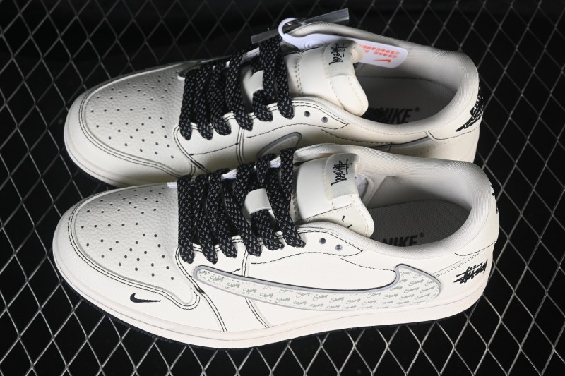 Nike Air Jordan 1 Low Stussy Custom Retro Basketball Shoes - HH7518-086