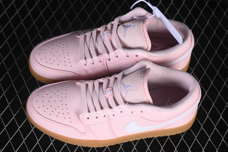 Nike Air Jordan 1 Low Retro Basketball Shoes with Light Gum Pink Accent - DC0774-601