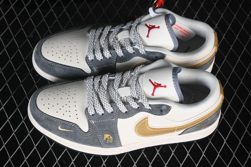 Air Jordan 1 Low AJ1 Year of Horse Gold Premium Custom Low-Top Retro Basketball Shoes - JP2026-125