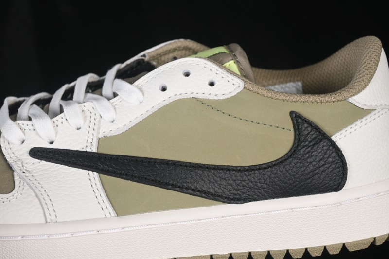 Nike Air Jordan 1 Low OG Travis Scott Reverse Swoosh Premium Leather Casual Sneakers - FZ3124-200