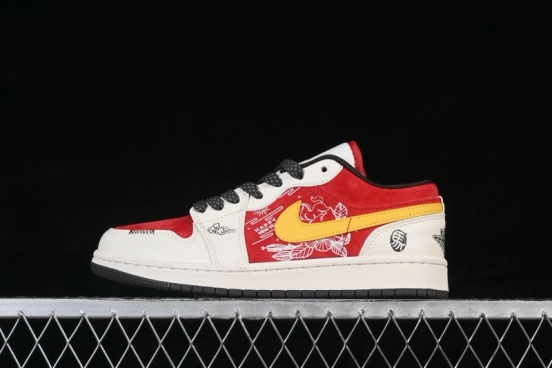 Nike Air Jordan 1 Low Year of the Horse Limited Edition Red White Yellow Premium Retro Basketball Shoes - JP2026-165